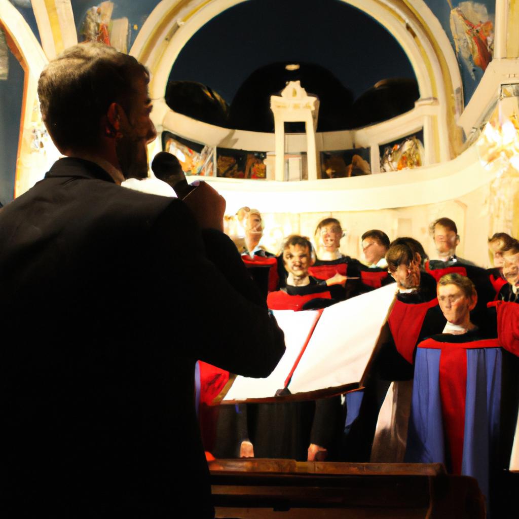 Person singing in a choir